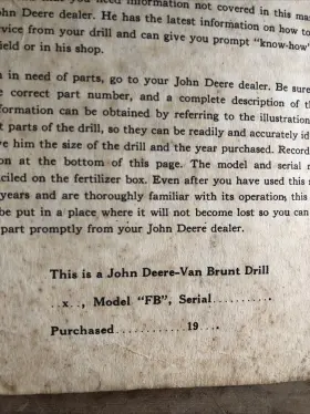 OM-M2-248 JOHN DEERE Van Brunt Fertilizer Grain Drill Manual #2