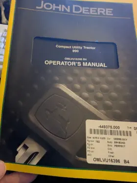OMLVY16396 JOHN DEERE Utility Tractor Operators Manual