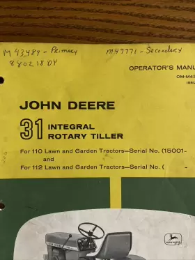 OMM43482 JOHN DEERE Integral Rotary Tiller Operators Manual #2