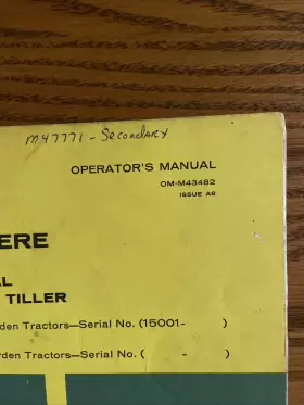 OMM43482 JOHN DEERE Integral Rotary Tiller Operators Manual #3