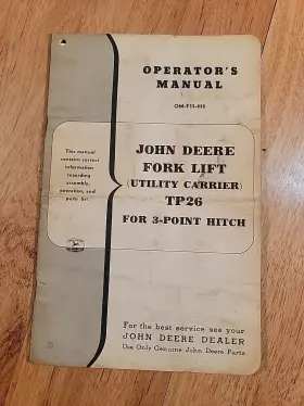 TP26 JOHN DEERE Fork Lift Utility Carrier Operator Manual