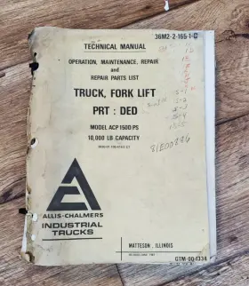 150D KALMAR ALLIS Chalmers Acp Prt Ded Technical Manual
