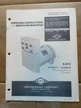 KAMAG18 KATO Generator Operating Service Manual Schematic
