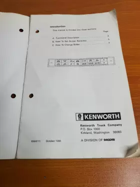 KW4111 KENWORTH Lamp Warning Module Operating Manual #3