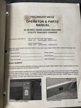 M0158 KINZE Preliminary Operator Manual Grain Auger Wagons #3