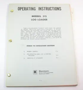515-4-69 KOEHRING BANTAM FORESTRY EQUIPMENT Log Loader Manual