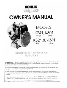 16HP KOHLER Engine Owners Operators Manual