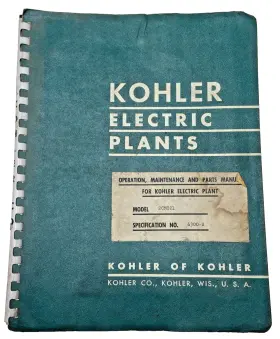 2CM021 KOHLER Electric Plant Operation Manual