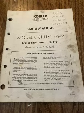 K161-L161 KOHLER Engine Manual