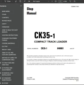 CK35-1 KOMATSU Track Loader Operators Service Repair Manual