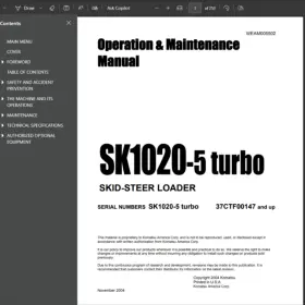 SK1020-5 KOMATSU Turbo Skid Steer Operators Service Engine #2