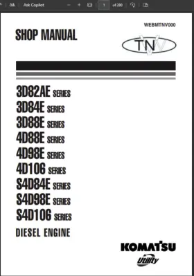SK1020-5 KOMATSU Turbo Skid Steer Operators Service Engine #3