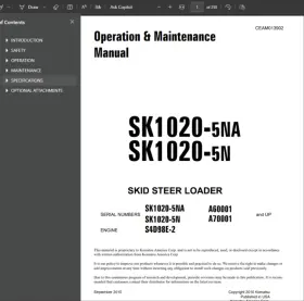 SK1020-5NA KOMATSU Skid Steer Operators Service Engine Repair #2