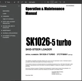 SK1026-5 KOMATSU Turbo Skid Steer Operators Service Engine #2