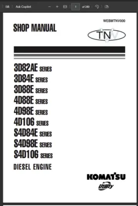 WB70A-1 KOMATSU Backhoe Loader Service Engine Repair Manual #2