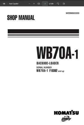 WB70A-1 KOMATSU Backhoe Loader Service Engine Repair Manual
