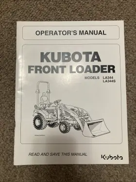 344S KUBOTA Front Loader Manual Operator