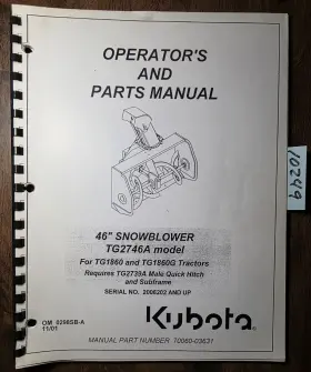 70060-03631 KUBOTA Snowblower Tractor Manual