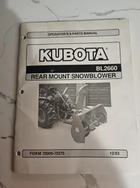 BL2660 KUBOTA Snow Blower Owners Manual Book