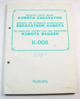 97899-80821 KUBOTA CONSTRUCTION EQUIPMENT Excavator Data Book