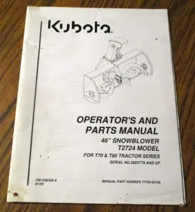 T2724 KUBOTA Snowblower Operators Manual Tractors