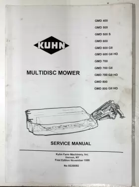 400-800 KUHN Disc Mower Gmd Service Manual