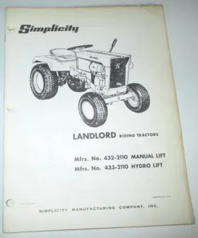 433-2110 LANDLORD Simplicity Riding Tractor Owners Manual