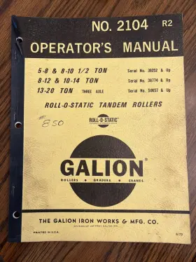 2104 LE GALION Operators Manual Roll Tandem Rollers