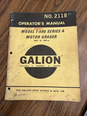 T-500 LE GALION Operators Manual Motor Grader