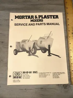 MM5500 M-B-W Mortar Plaster Mixers Book Service Manual