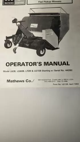 LG72B M-C Mathews Lawn Genie Flail Mower Operators Manual #2