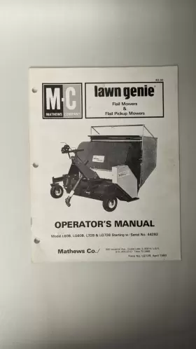 LG72B M-C Mathews Lawn Genie Flail Mower Operators Manual