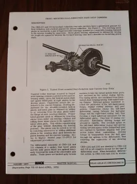 CRD119 MACK Front Rear Axle Carriers Manual Repair Service