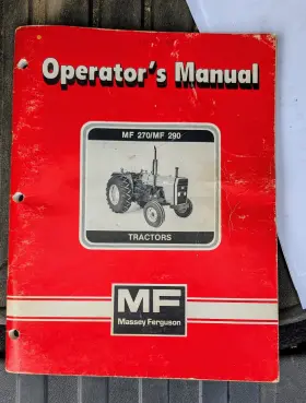 MF290 MASSEY FERGUSON Mf Tractor Operators Manual
