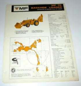 MF70 MASSEY FERGUSON Mf Tractor Loader Backhoe Specifications