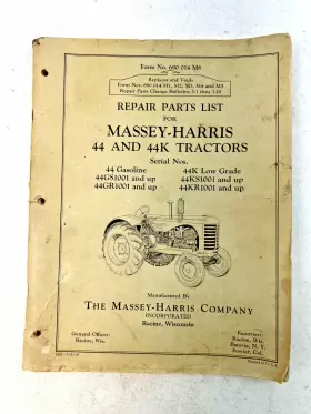 Massey Harris Vtg Massey-harris And 44K Tractor Repair Parts #2