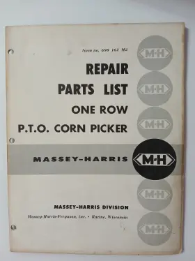 690162 MASSEY HARRIS Row Corn Picker Repair Book Manual