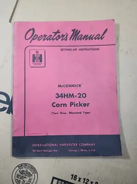 34HM-20 MCCORMICK International Corn Picker Operators Manual