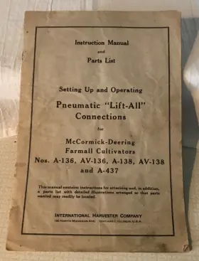AV-138 MCCORMICK Deering Pneumatic Lift Connections Manual