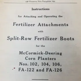 FA-122 MCCORMICK Deering Fertilizer Attachments Split Row #2