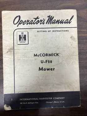 U-F28 MCCORMICK Operators Manual International Harvester