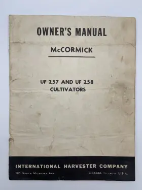 UF258 MCCORMICK Cultivators Owners Manual International