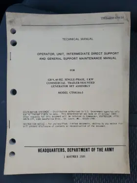9-6115-655-14 MILITARY Diesel Generator Technical Manual