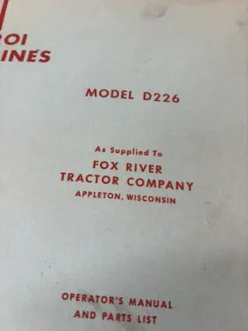 D226 MILWAUKEE Fox River Tractor Roi Operator Manual #2