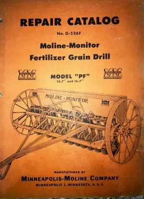 D-526F MINNEAPOLIS MOLINE Repair Catalog Monitor Grain Drill