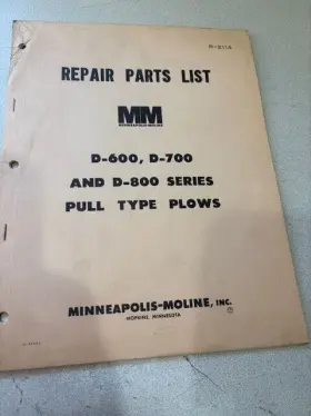 D800 MINNEAPOLIS MOLINE Plow Operators Manual