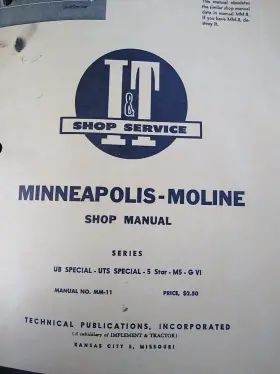 MM-11 MINNEAPOLIS MOLINE Service Ub Star