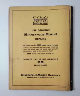R-1086C MINNEAPOLIS MOLINE Repair Catalog Manual Tractors #2