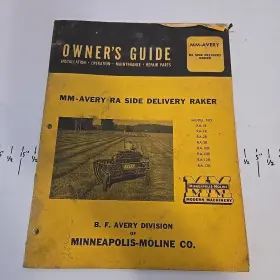 R-207 MINNEAPOLIS MOLINE Avery Rake Book Manual