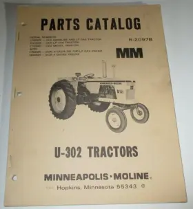 U302 MINNEAPOLIS MOLINE Tractor Catalog Manual Book